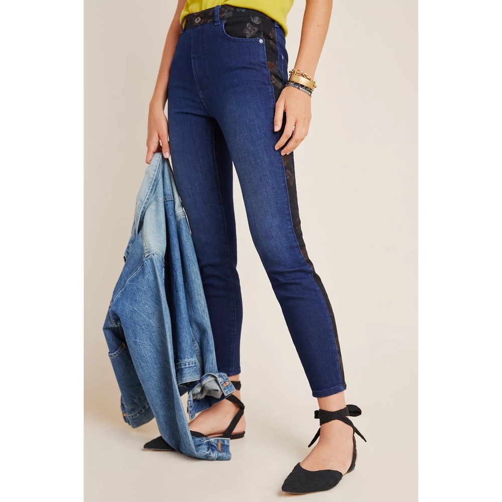 Anthro Pilcro High Rise Floral Skinny Jeans
